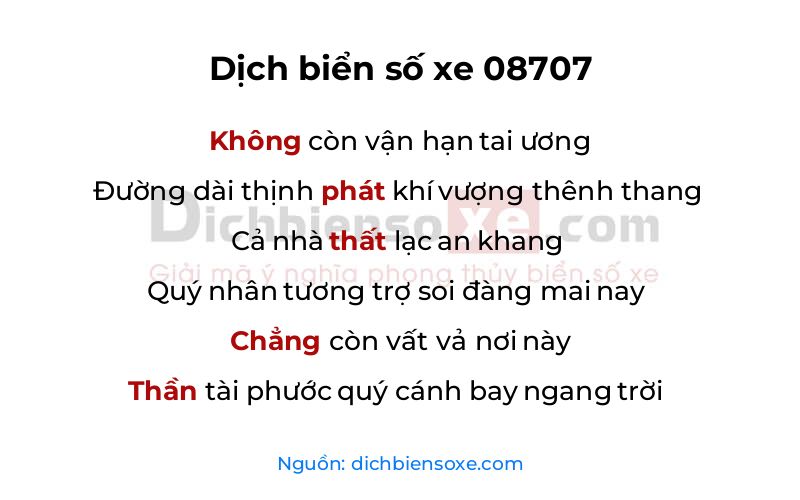 Dịch thơ biển số 08707