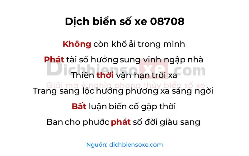 Dịch thơ biển số 08708