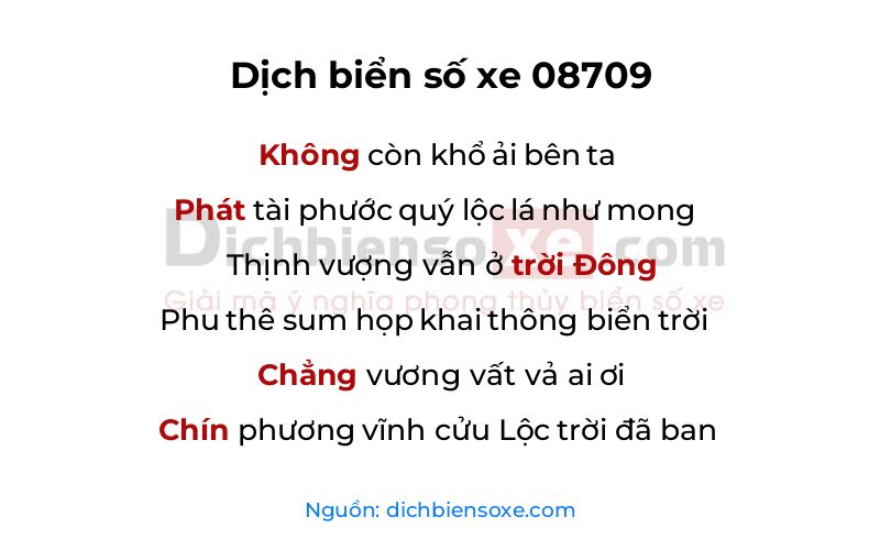 Dịch thơ biển số 08709