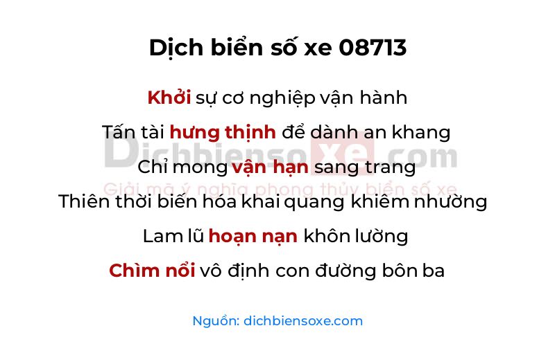 Dịch thơ biển số 08713