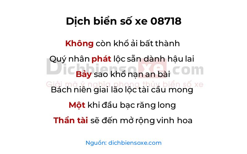 Dịch thơ biển số 08718