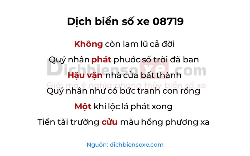 Dịch thơ biển số 08719