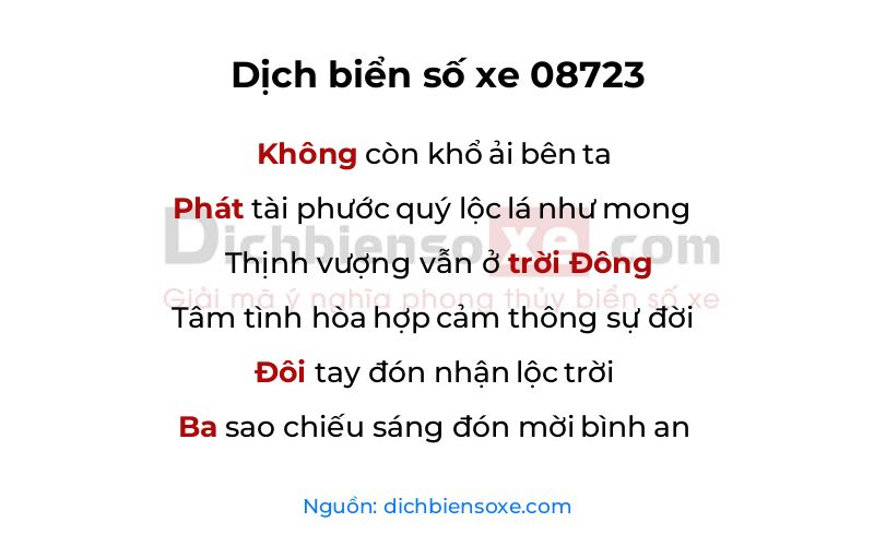 Dịch thơ biển số 08723