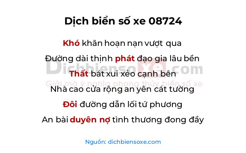 Dịch thơ biển số 08724