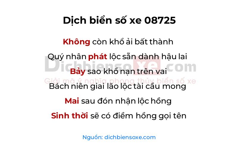 Dịch thơ biển số 08725