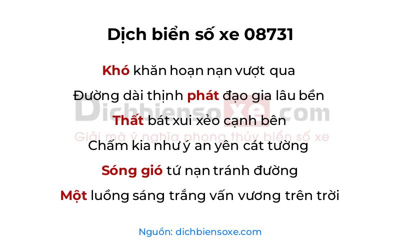 Dịch thơ biển số 08731