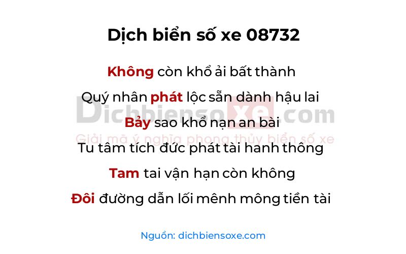 Dịch thơ biển số 08732