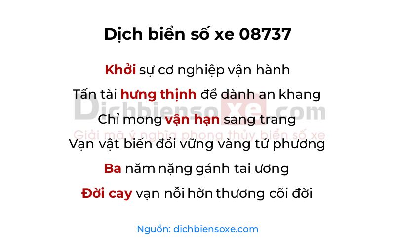 Dịch thơ biển số 08737