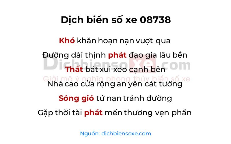 Dịch thơ biển số 08738
