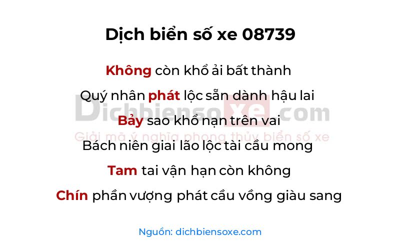 Dịch thơ biển số 08739