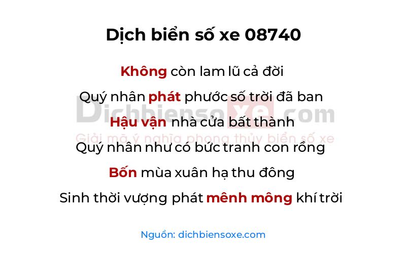 Dịch thơ biển số 08740