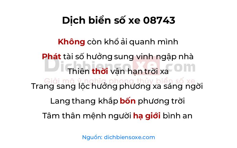 Dịch thơ biển số 08743