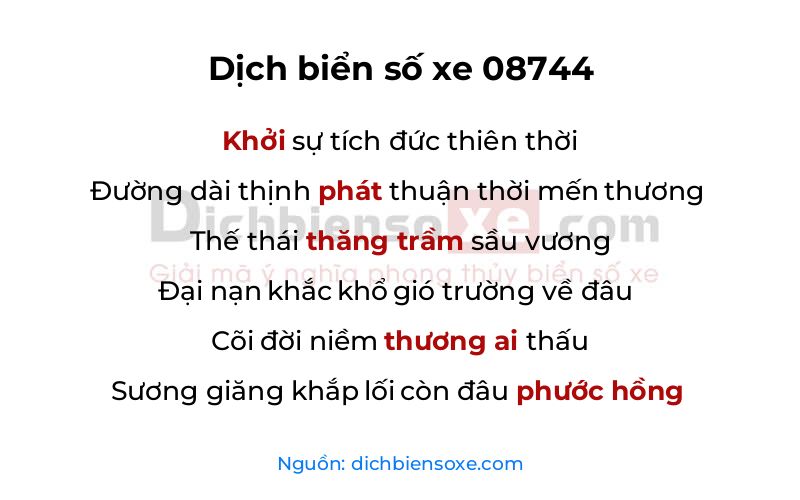 Dịch thơ biển số 08744