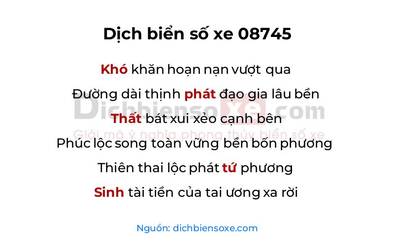 Dịch thơ biển số 08745