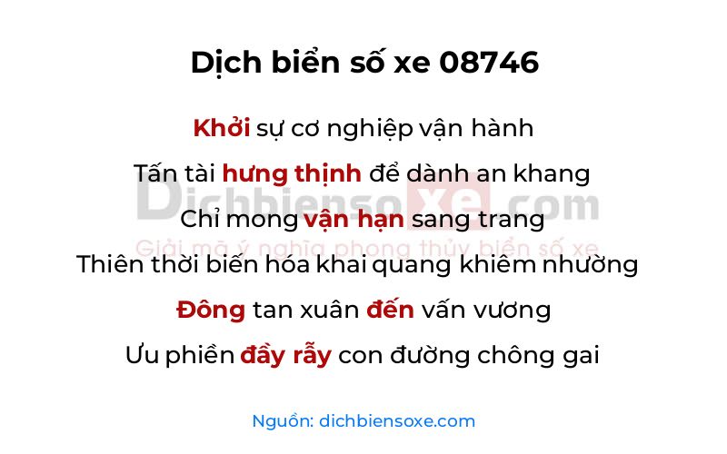Dịch thơ biển số 08746