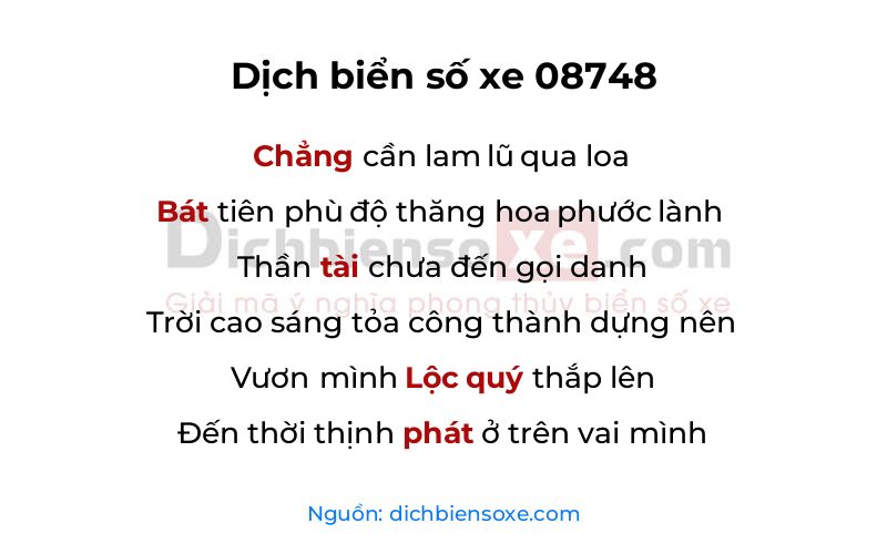 Dịch thơ biển số 08748