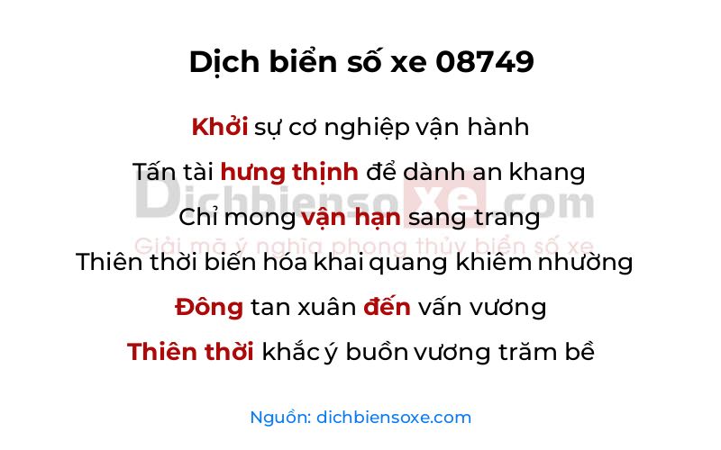Dịch thơ biển số 08749