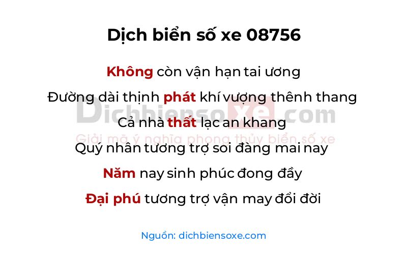 Dịch thơ biển số 08756