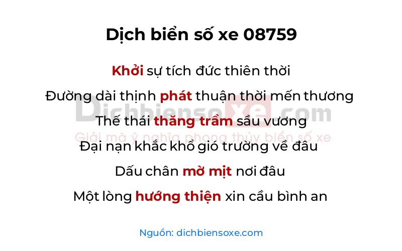 Dịch thơ biển số 08759