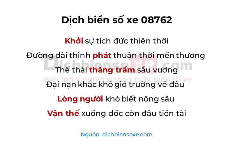 Dịch thơ biển số 08762