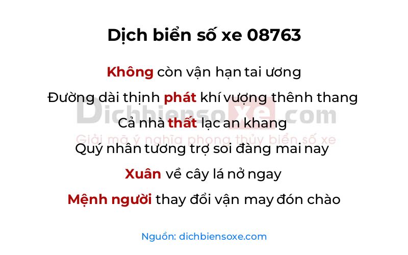 Dịch thơ biển số 08763