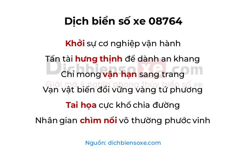 Dịch thơ biển số 08764