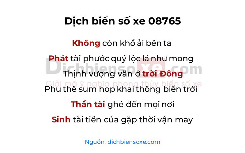 Dịch thơ biển số 08765
