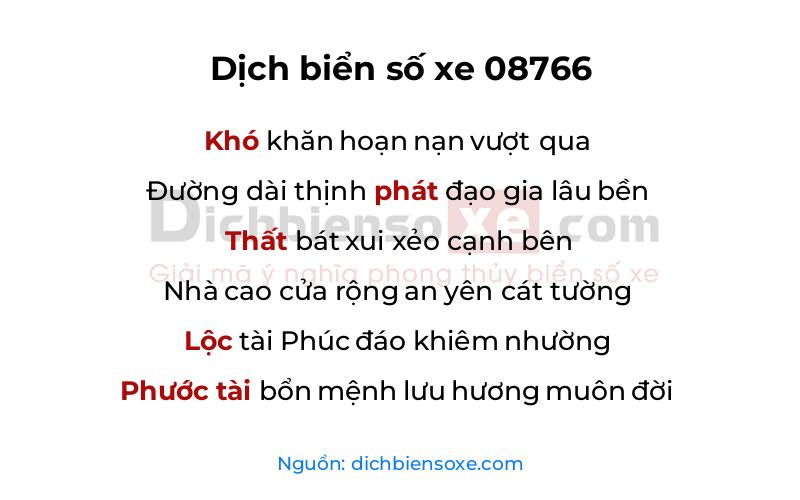 Dịch thơ biển số 08766