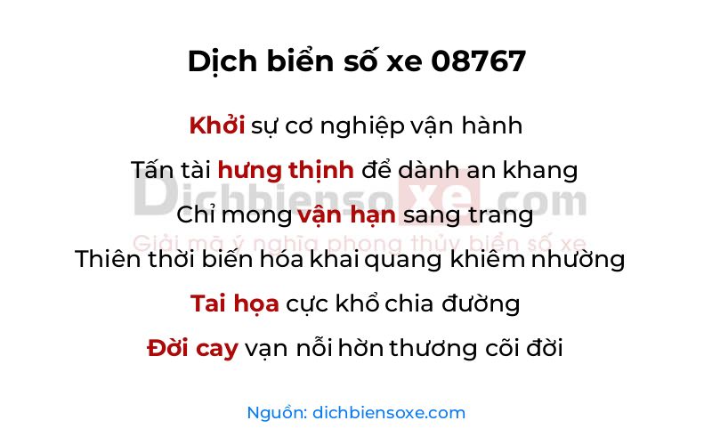 Dịch thơ biển số 08767