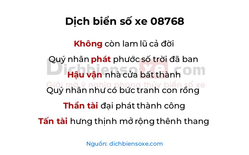 Dịch thơ biển số 08768