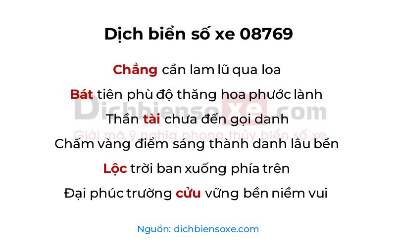 Dịch thơ biển số 08769