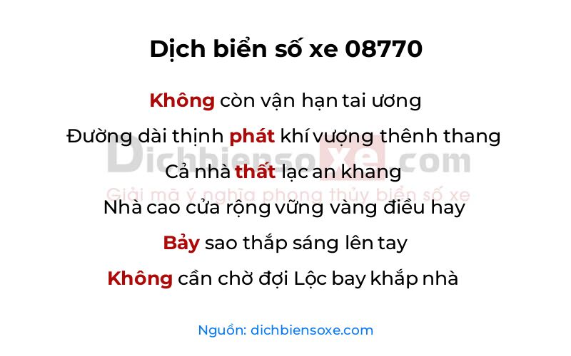 Dịch thơ biển số 08770