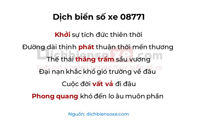 Dịch thơ biển số 08771