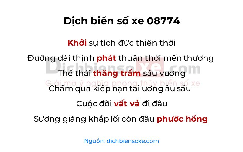 Dịch thơ biển số 08774