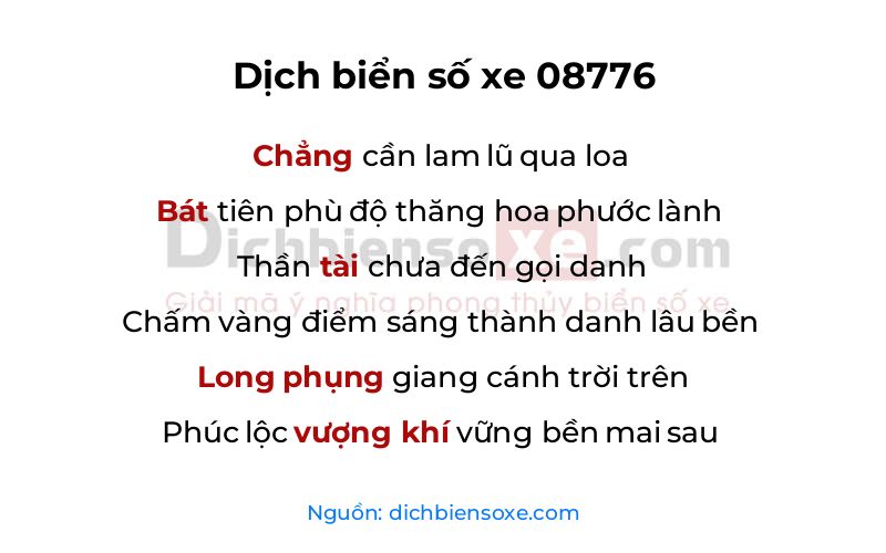 Dịch thơ biển số 08776