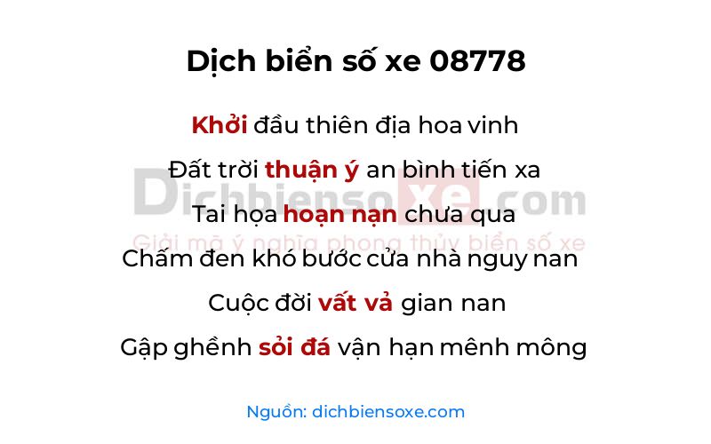 Dịch thơ biển số 08778