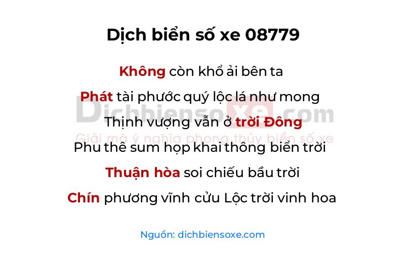 Dịch thơ biển số 08779
