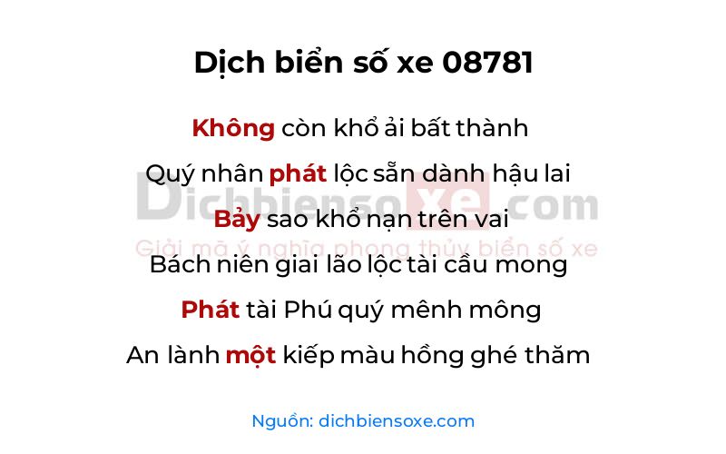 Dịch thơ biển số 08781