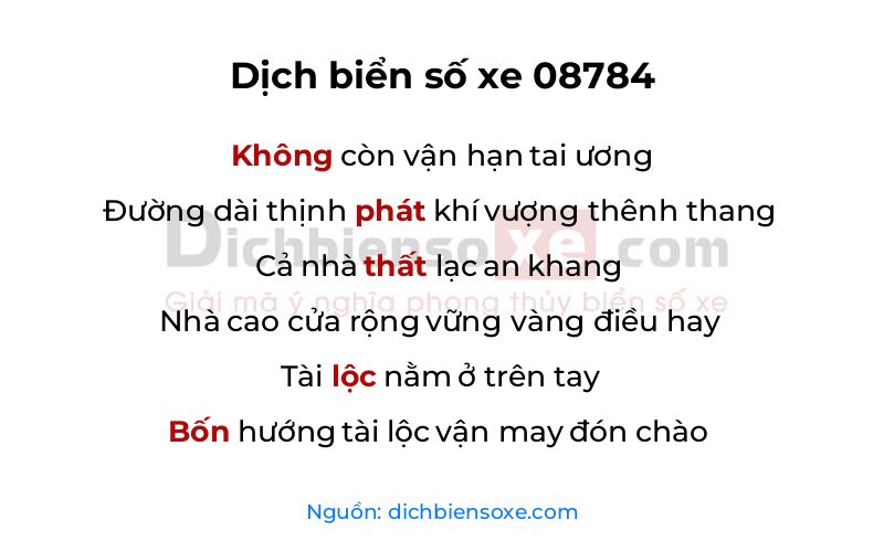 Dịch thơ biển số 08784