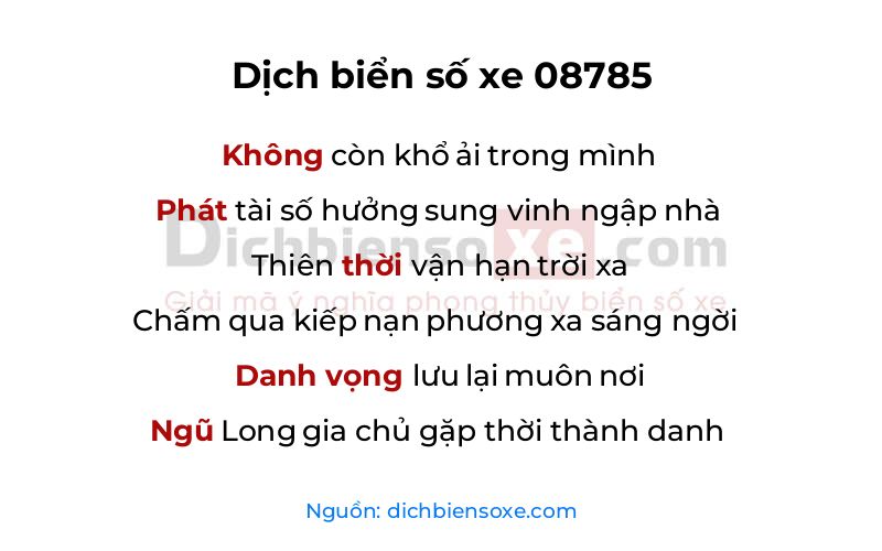 Dịch thơ biển số 08785