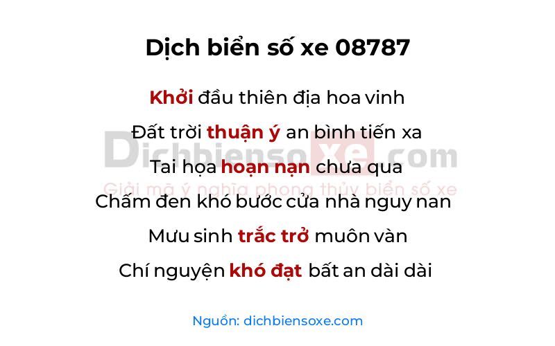 Dịch thơ biển số 08787