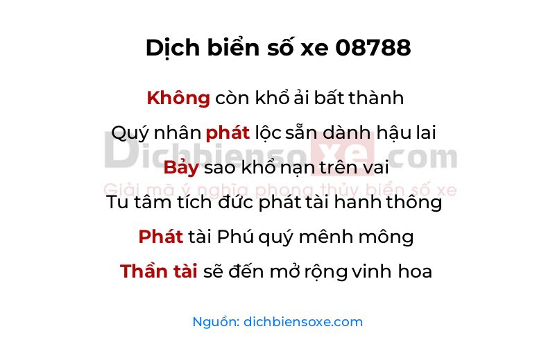Dịch thơ biển số 08788