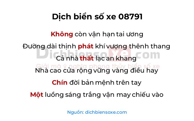 Dịch thơ biển số 08791