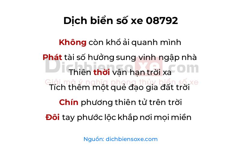 Dịch thơ biển số 08792