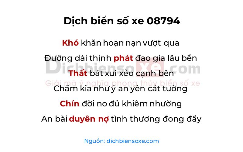 Dịch thơ biển số 08794