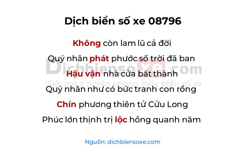 Dịch thơ biển số 08796