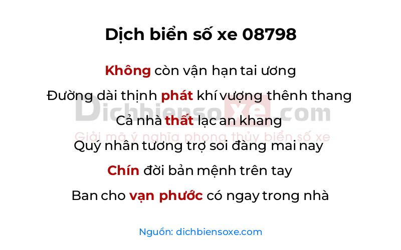 Dịch thơ biển số 08798