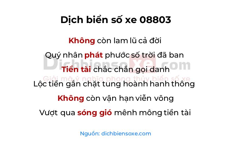 Dịch thơ biển số 08803