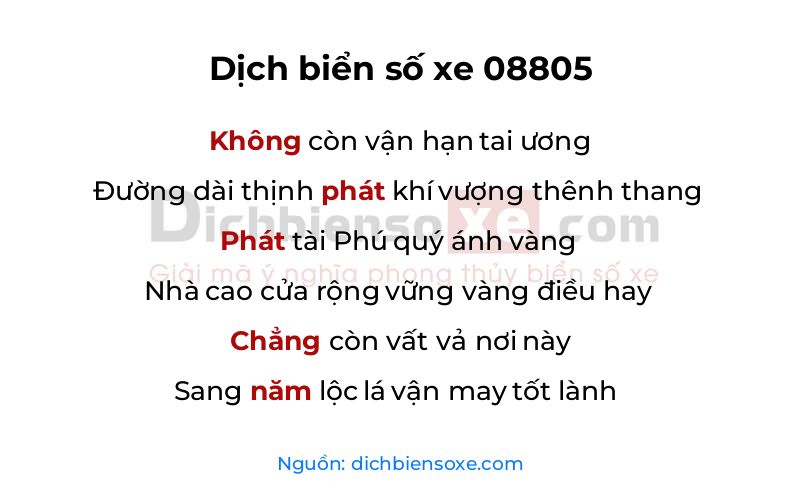 Dịch thơ biển số 08805