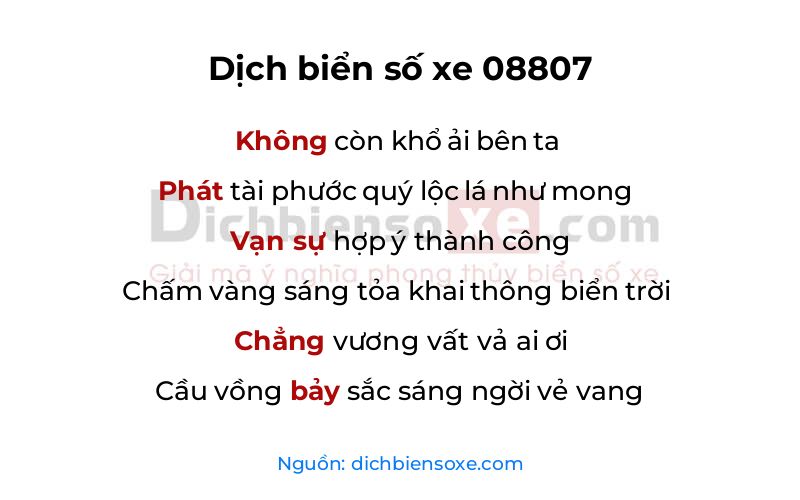 Dịch thơ biển số 08807